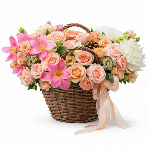 Цветочная композиция в корзине «Экзотический шарм»