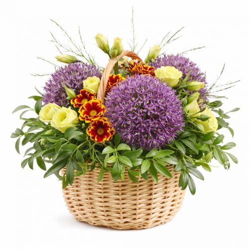 Цветочная композиция в корзине «Летний вихрь»