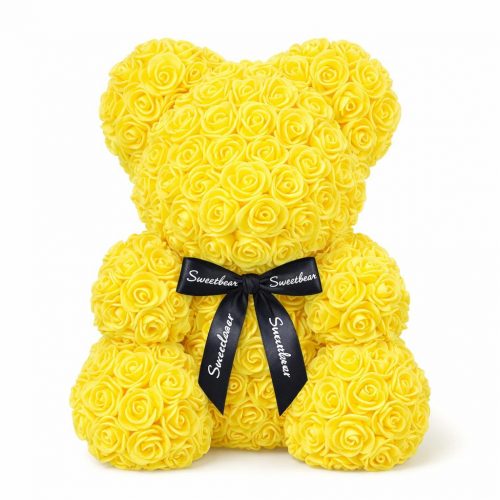 Мишка из роз желтый (40 см)