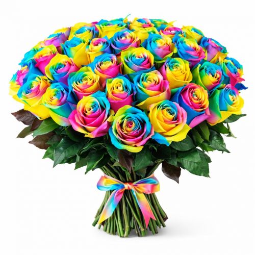 Розы Эквадор радужные