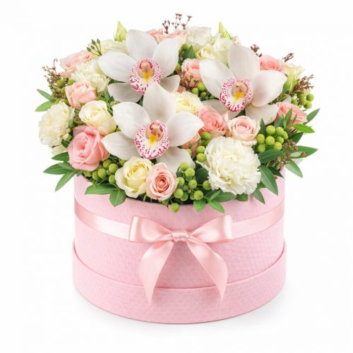 Цветы в шляпной коробке «Элегантность»