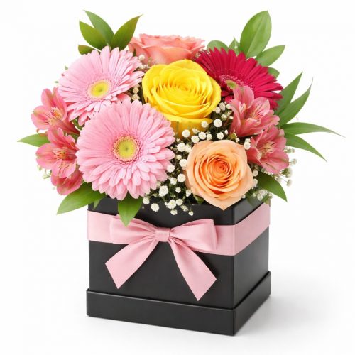 Цветы в коробке «Солнечный шарм»