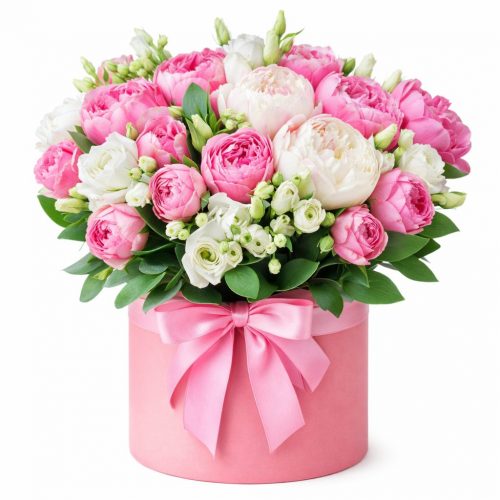 Цветы в шляпной коробке «Амурис»