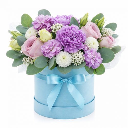 Цветы в коробке «Сиреневая нежность»