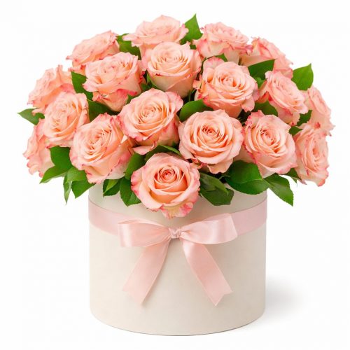 Цветы в коробке «Персиковая мечта»