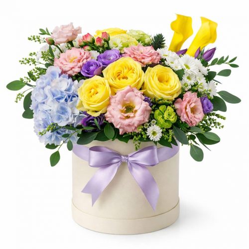 Цветы в шляпной коробке «Элегия»