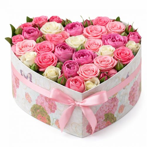 Цветы в шляпной коробке «Поцелуй»