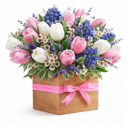 Цветы в коробке «Летний микс»