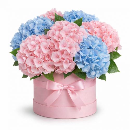 Цветы в шляпной коробке «Нежный бриз»