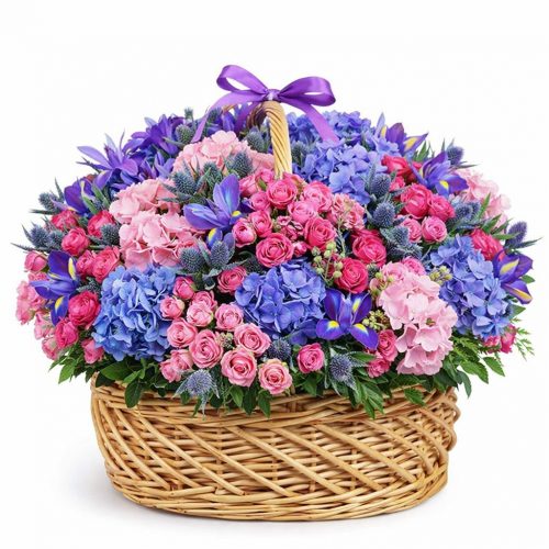 Цветочная композиция в корзине «Утренний блеск»