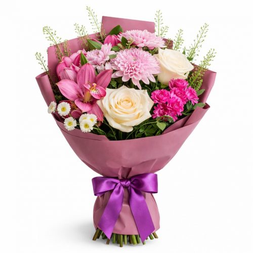 Цветочный букет «Розовый венец»
